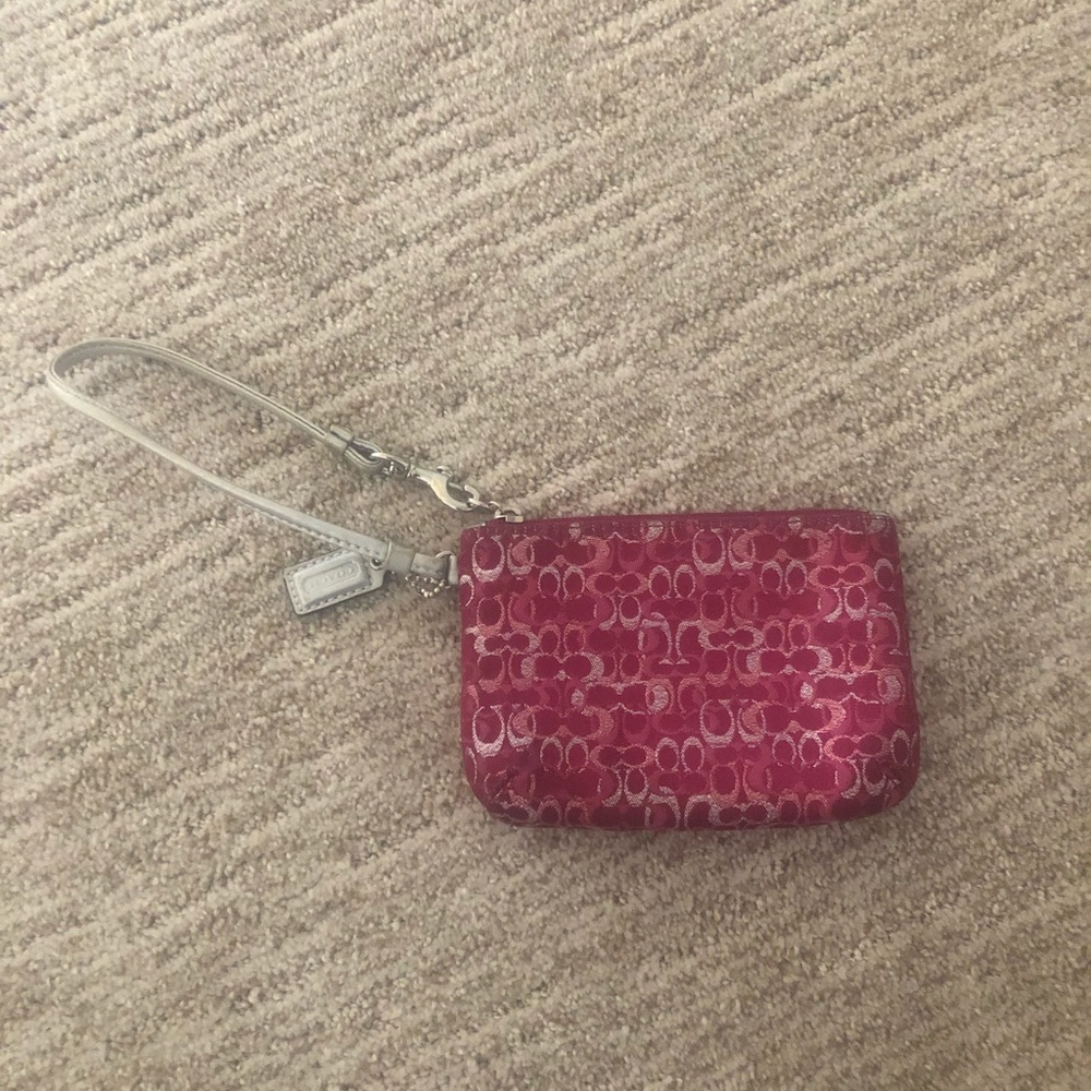 Pink coach wristlet